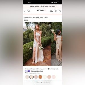 Show Me Your Mumu Shannon One Shoulder Dress in Champagne Luxe Satin Size Medium